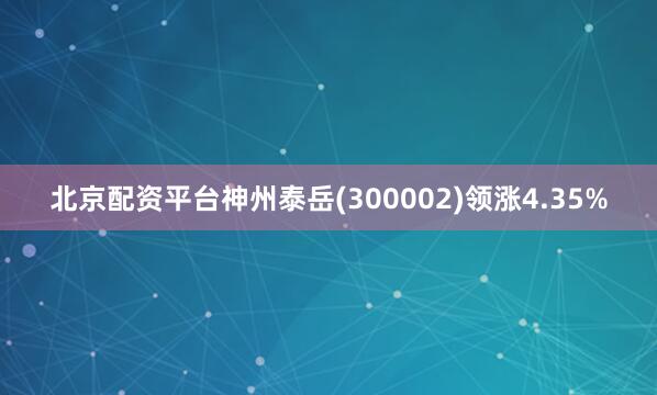 北京配资平台神州泰岳(300002)领涨4.35%